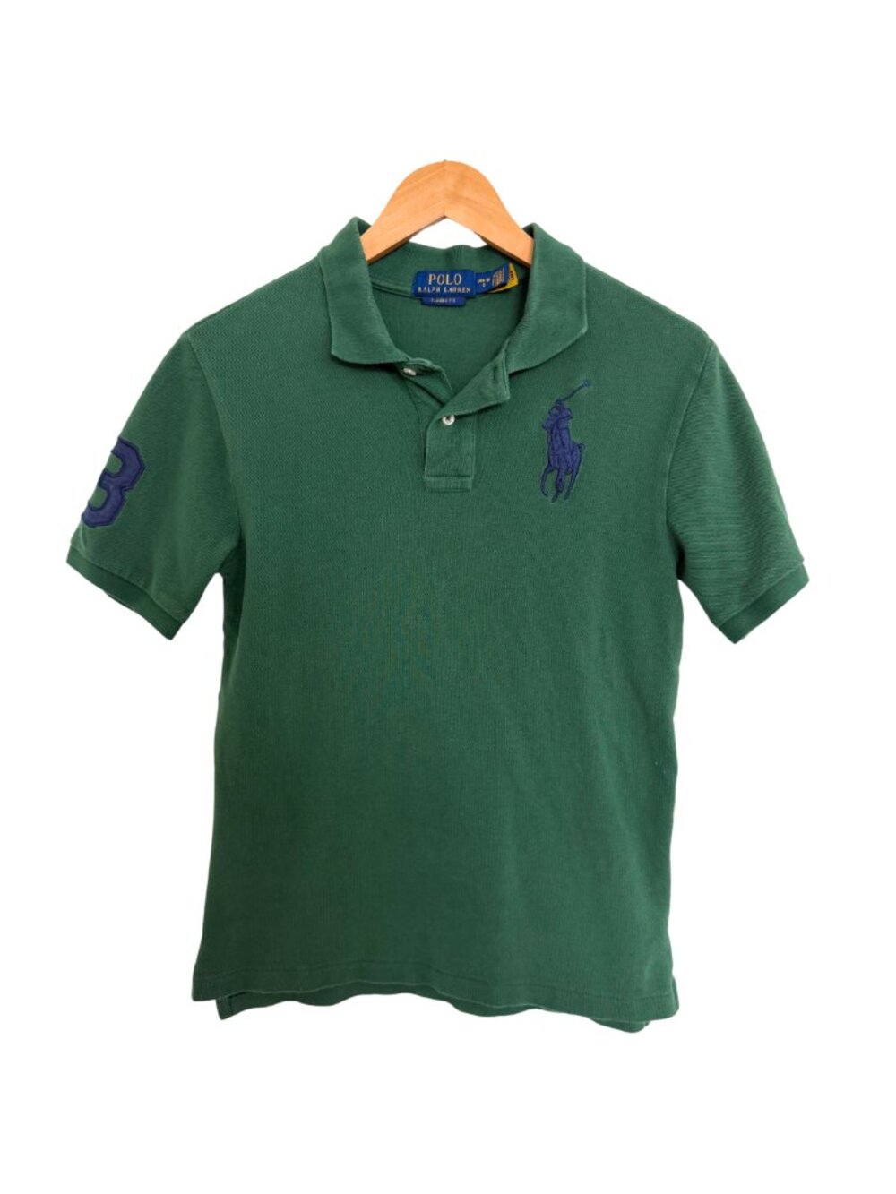 Polo Ralph Lauren Shirt Boys Large Green Blue Pony Iconic Mesh 100% Cotton
